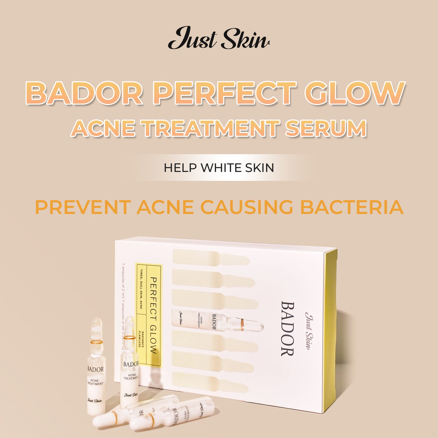 Just Skin Bador Perfect Glow Acne Treatment Serum - Genuine skin whitening serum (14ml)